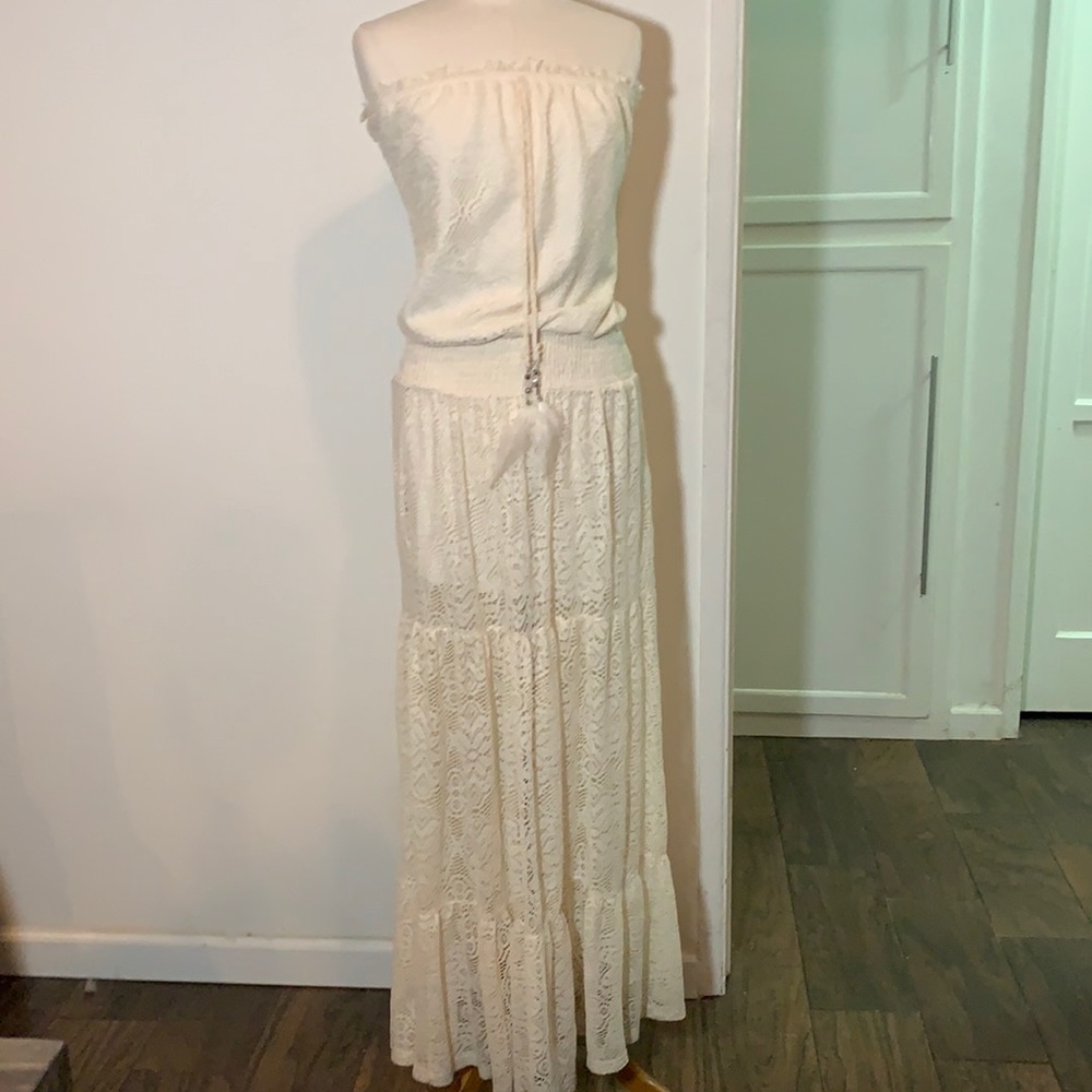 Strapless Lace Maxi Dress Small